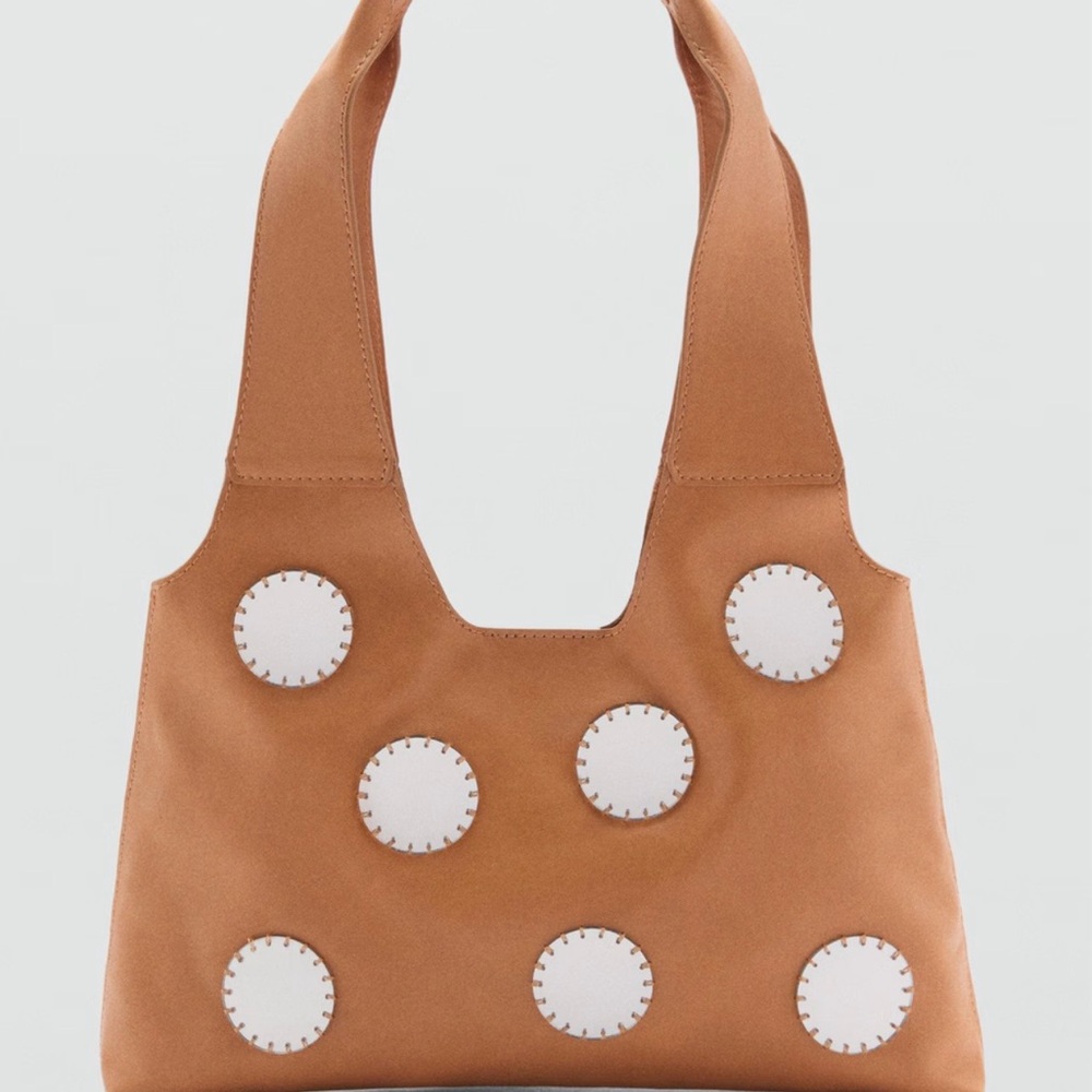 Mango Leather Shoulder Bag with Mirrors
